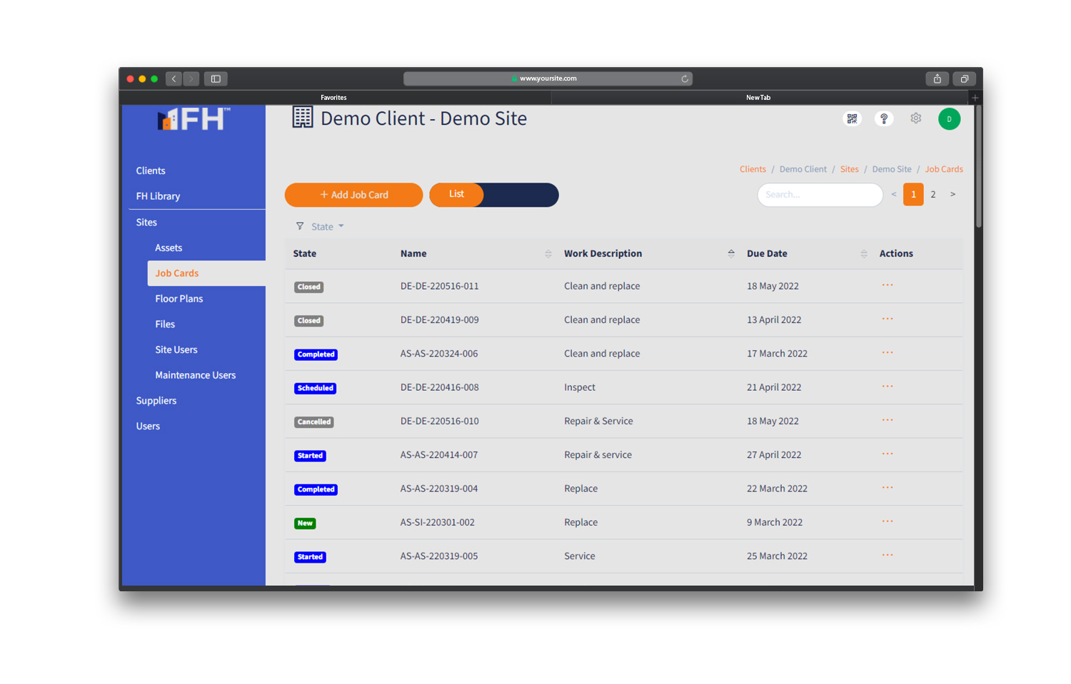 FaciliHub-Interface-Client-Screen